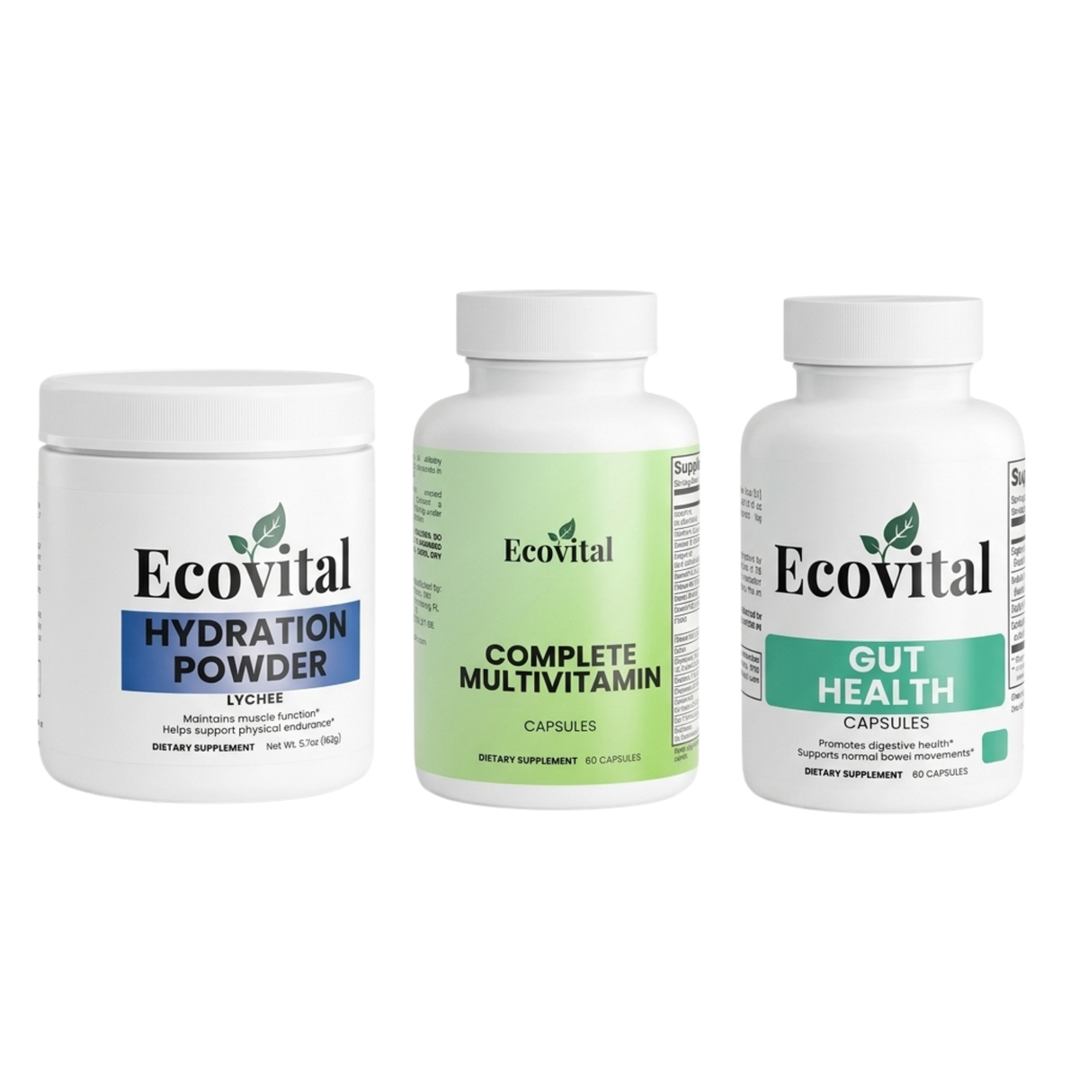 EcoVital Road Essentials Daily Wellness Driver Kit with Hydration Powder, Complete Multivitamin and Gut Health