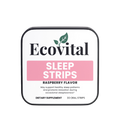 Ecovital Sleep Strips packaging with raspberry flavor on a white background
