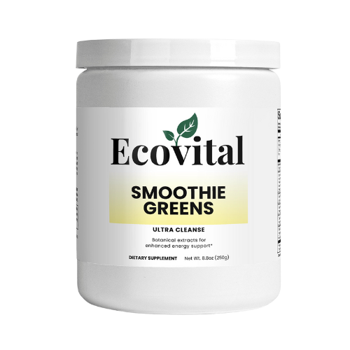 Ecovital Smoothie Greens supplement container on a white background