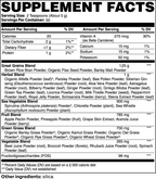 Supplement facts label with detailed nutritional information and ingredient list.