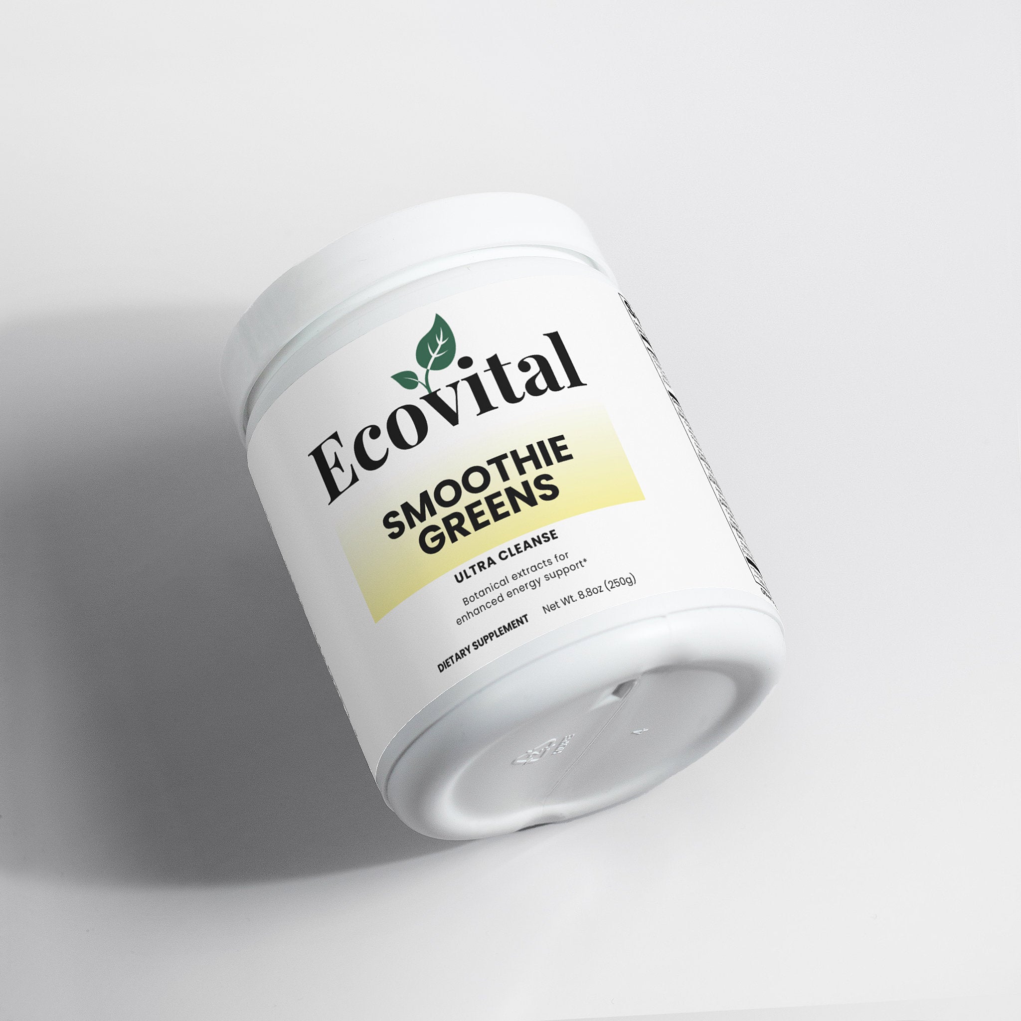 Container of Ecovital Smoothie Greens on a light gray background