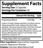 Supplement facts label with detailed ingredient list on a white background