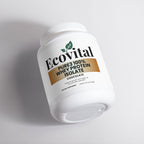 Ecovital whey protein isolate container on a light gray background