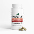 Supplement bottle labeled 'Ecovital Women's Vitality Formula' on a white background