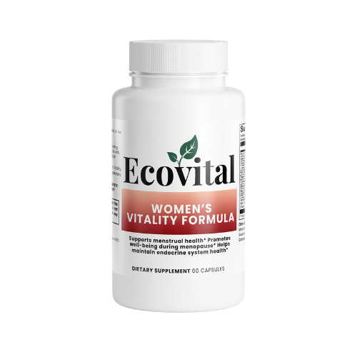 Ecovital Women's Vitality Formula dietary supplement bottle on a white background